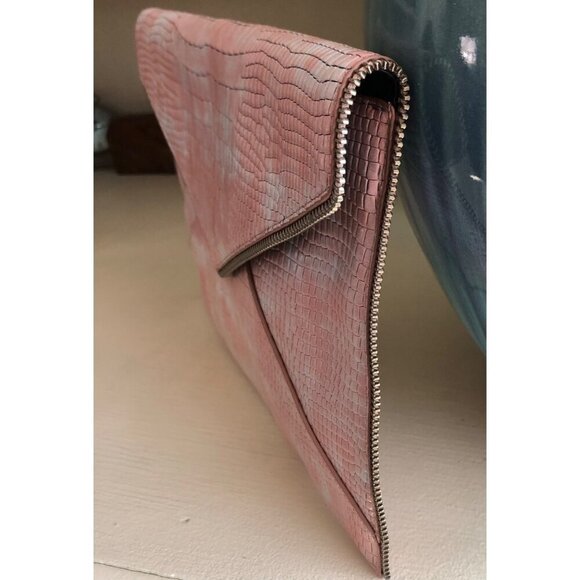**SOLD**NWT Rebecca Minkoff Leo Leather Envelope Clutch with Snakeskin Embossed - Picture 4 of 10